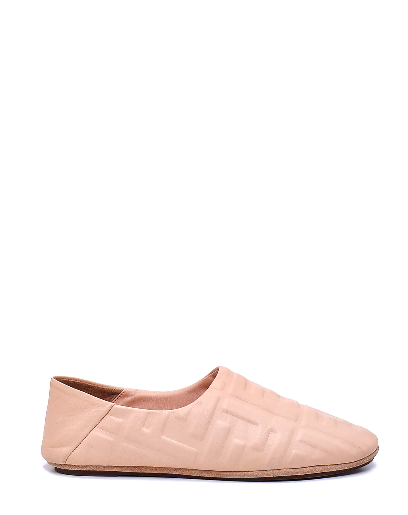 Fendi- Powder Pink FF Embossed Leather Ballerina Flats / 36